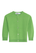 green cardigan on a white background