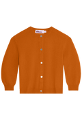 dark orange cardigan on a white background