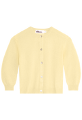 Yellow cardigan with buttons on a white background