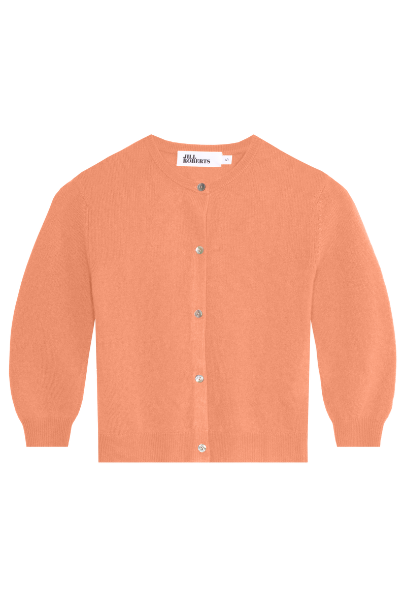 peach cashmere cropped cardigan on a transparent background