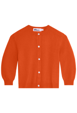 deep orange cashmere cropped cardigan on a transparent background