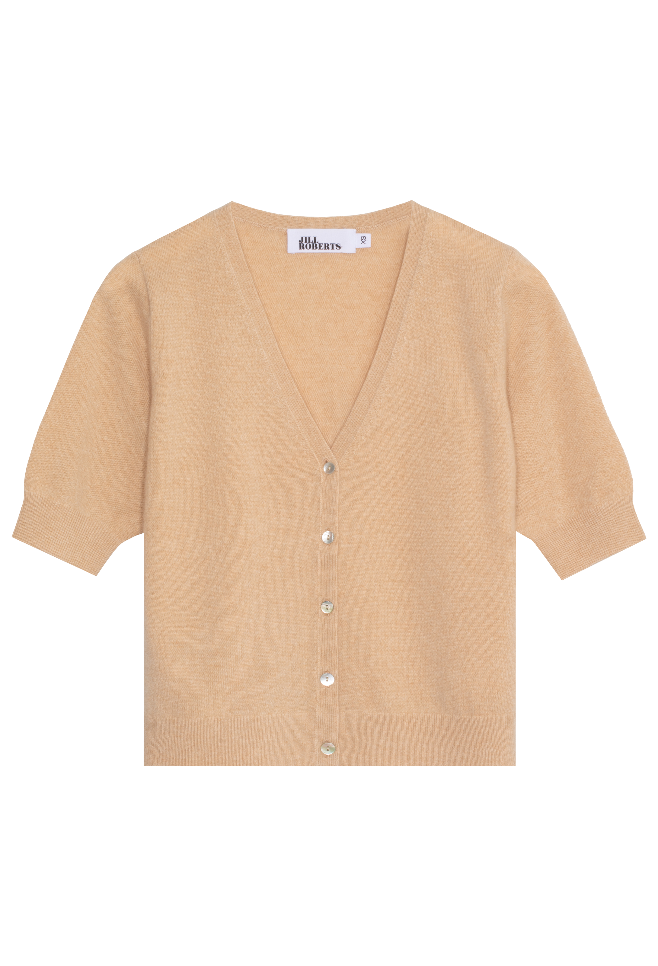 beige cardigan on a white background