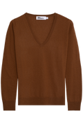 Brown sweater with a v-neck on a white background