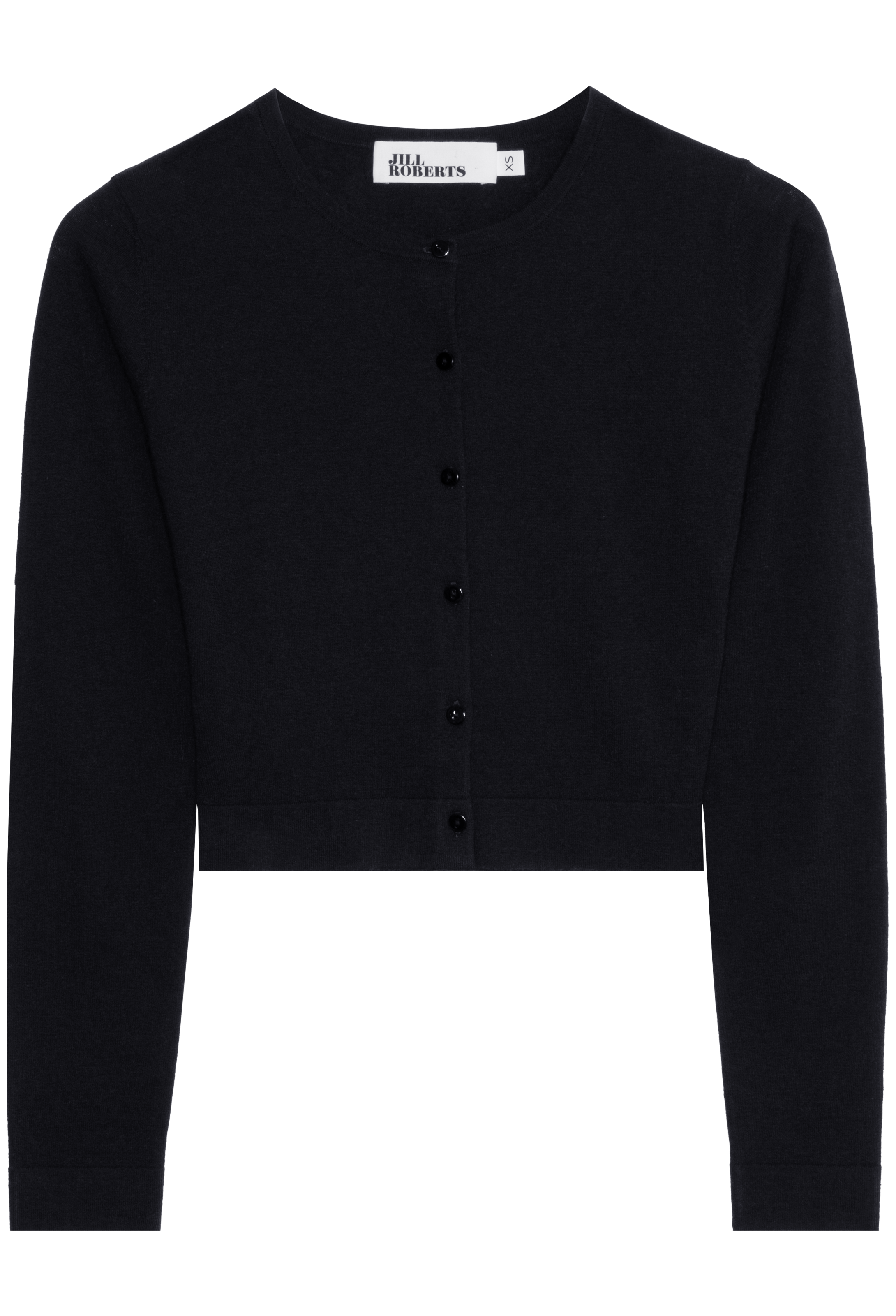 Black cardigan on a white background