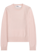 A pale pink crewneck knit sweater by Barbour, shown flat against a solid white background.