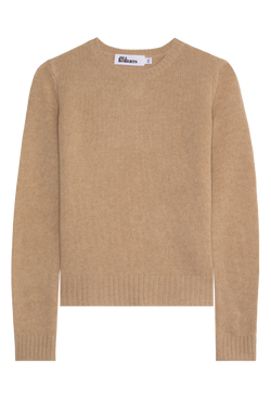 Beige cashmere long sleeve sweater on a transparent background