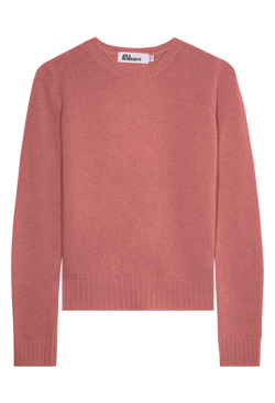 a muted red-pink cashmere crewneck sweater on a transparent background