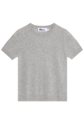 grey short sleeve crewneck cashmere tee on a white background