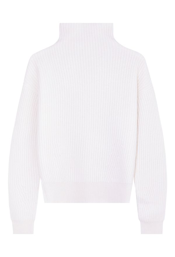 White turtleneck sweater on a white background