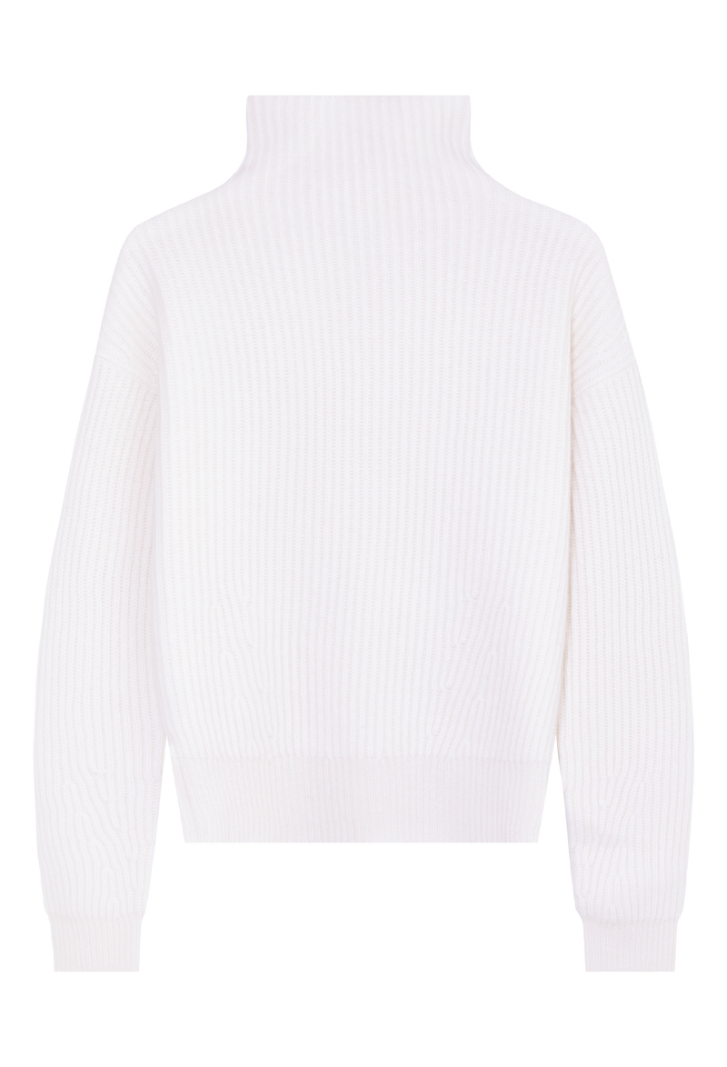 White turtleneck sweater on a white background