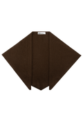 A dark brown triangle scarf laid flat against a solid white background.
