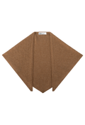 A light brown triangle scarf laid flat against a solid white background.