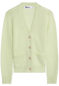Light green cardigan with buttons on a white background