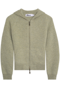 Green hoodie with a zipper on a white background