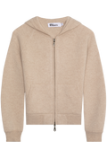 Beige hoodie with a zipper on a white background