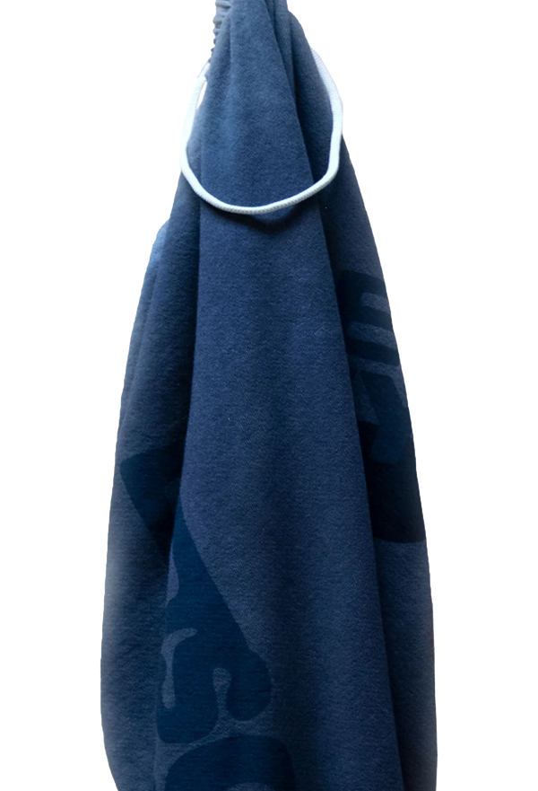 blue sweatpants with drawstring on a white background