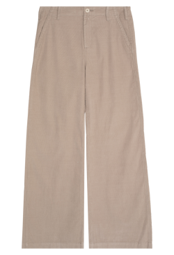 a pair of beige wide leg pants on a white background