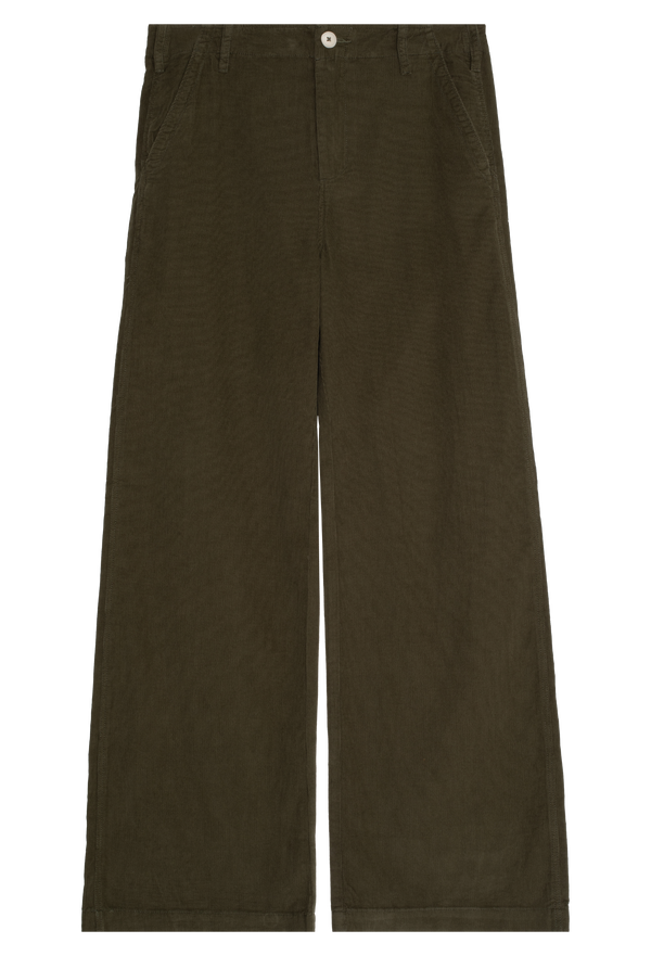 dark green wide-leg pants on a white background