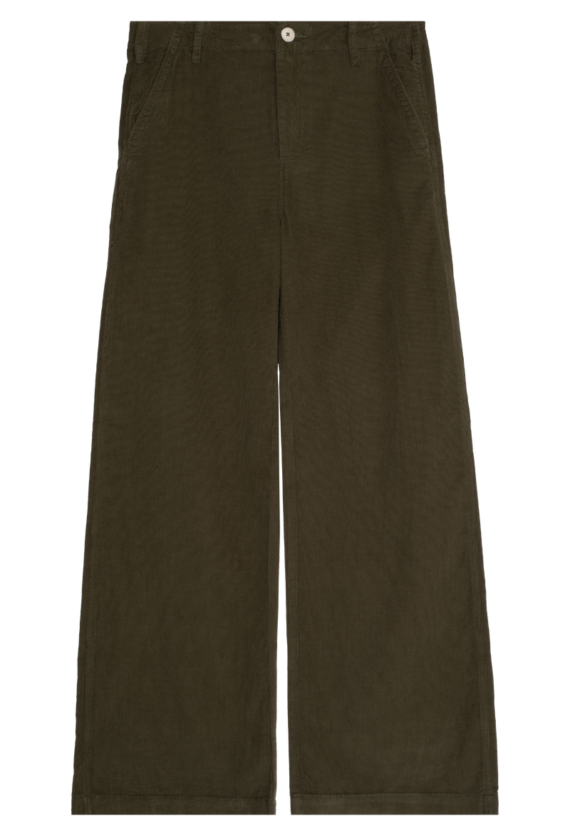 dark green wide-leg pants on a white background