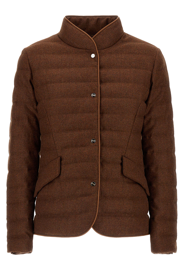 Brown jacket with a collar on a white background