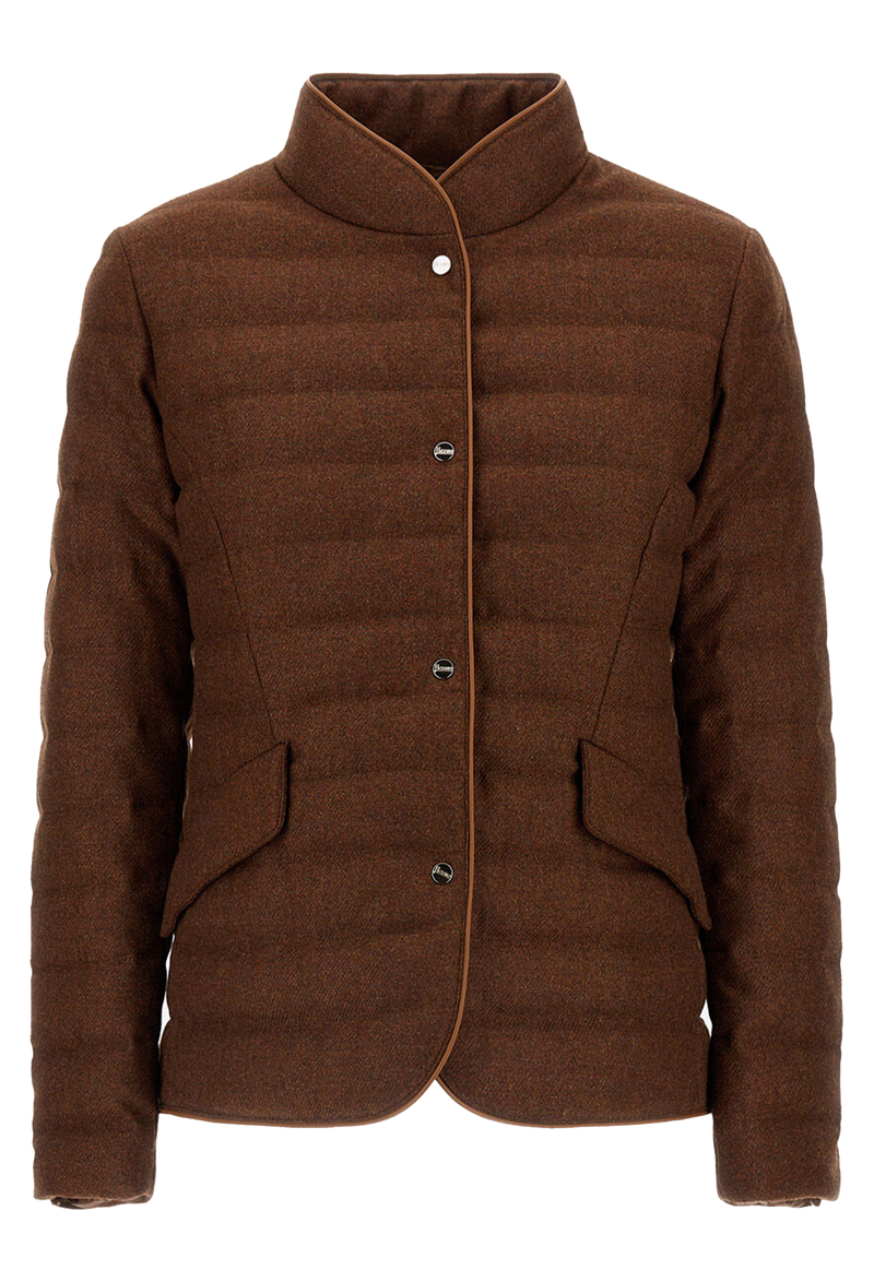 Brown jacket with a collar on a white background