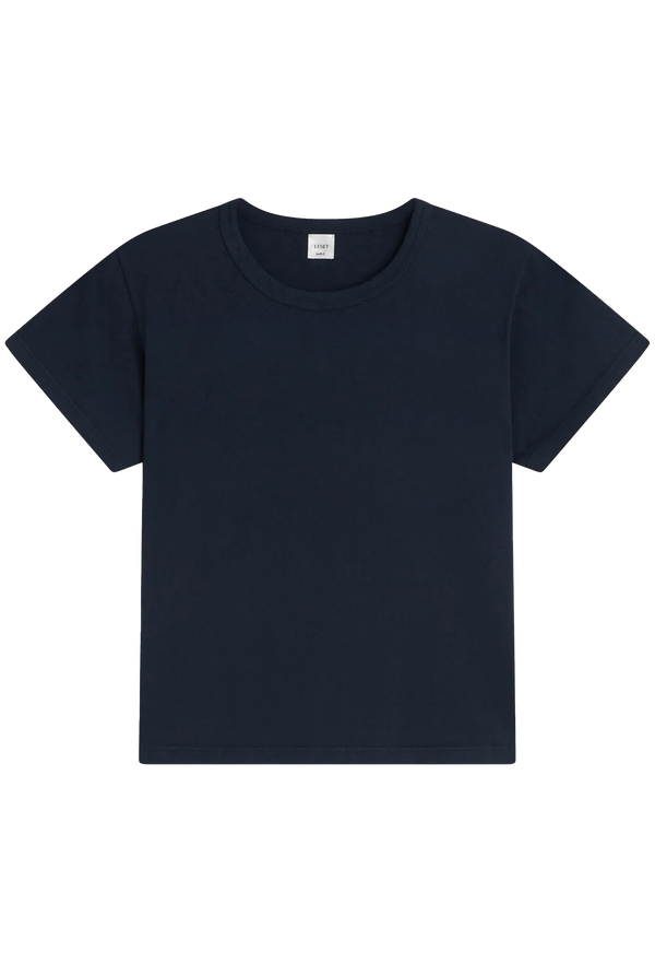 dark blue t-shirt on a white background