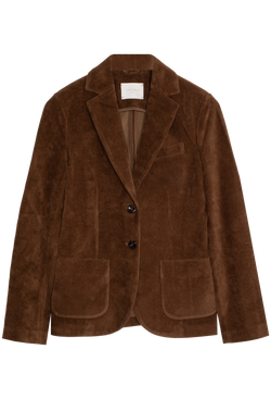 Brown corduroy blazer on a white background