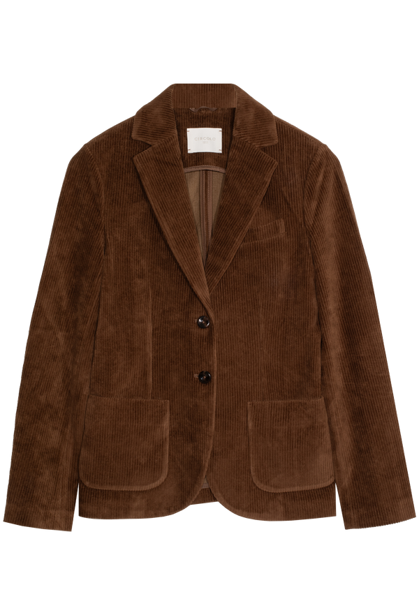 Brown corduroy blazer on a white background