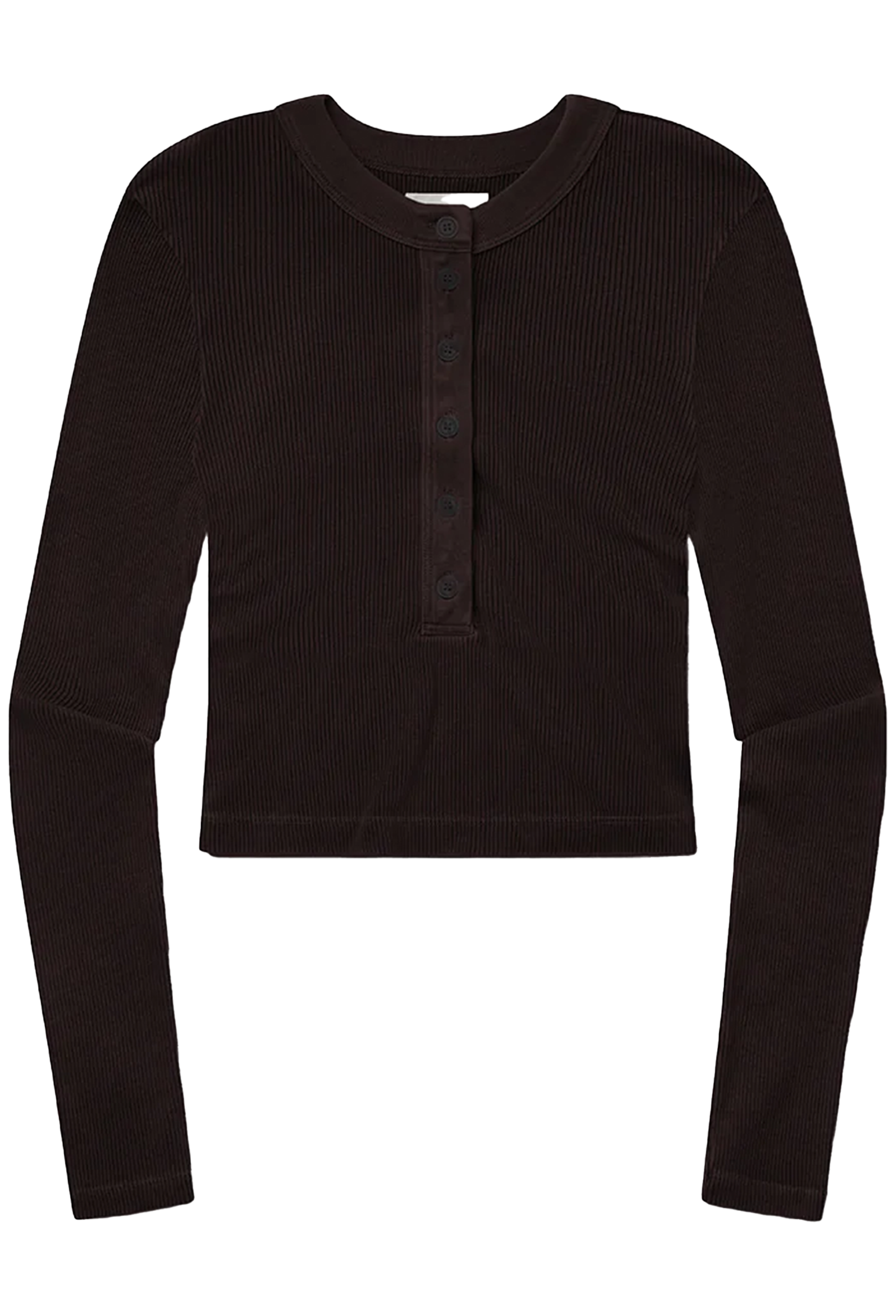 Black long-sleeve top on a white background