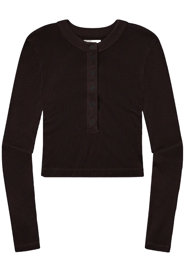 Black long-sleeve top on a white background