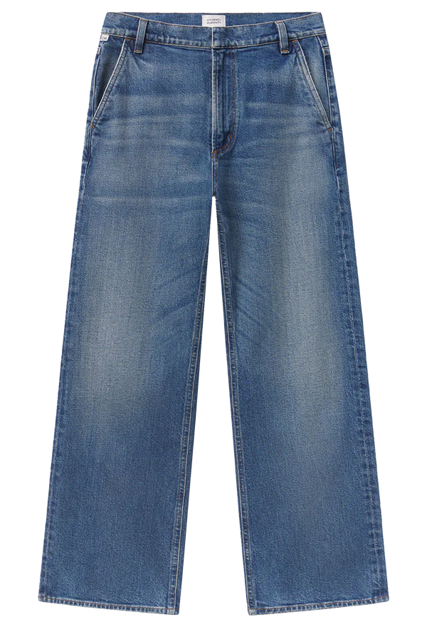 Pair of blue jeans on a white background