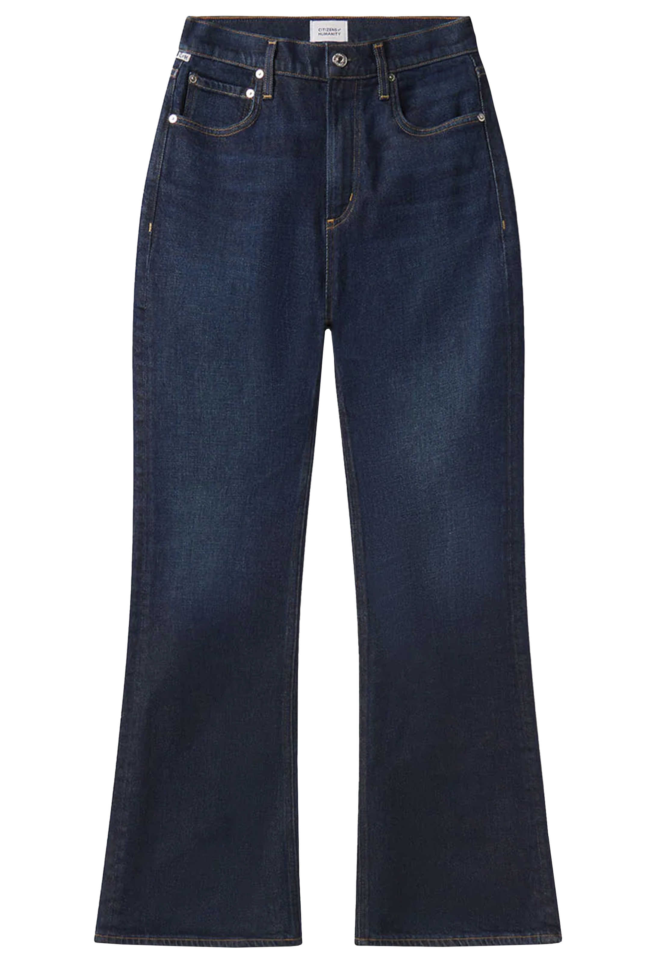 Dark blue jeans on a white background