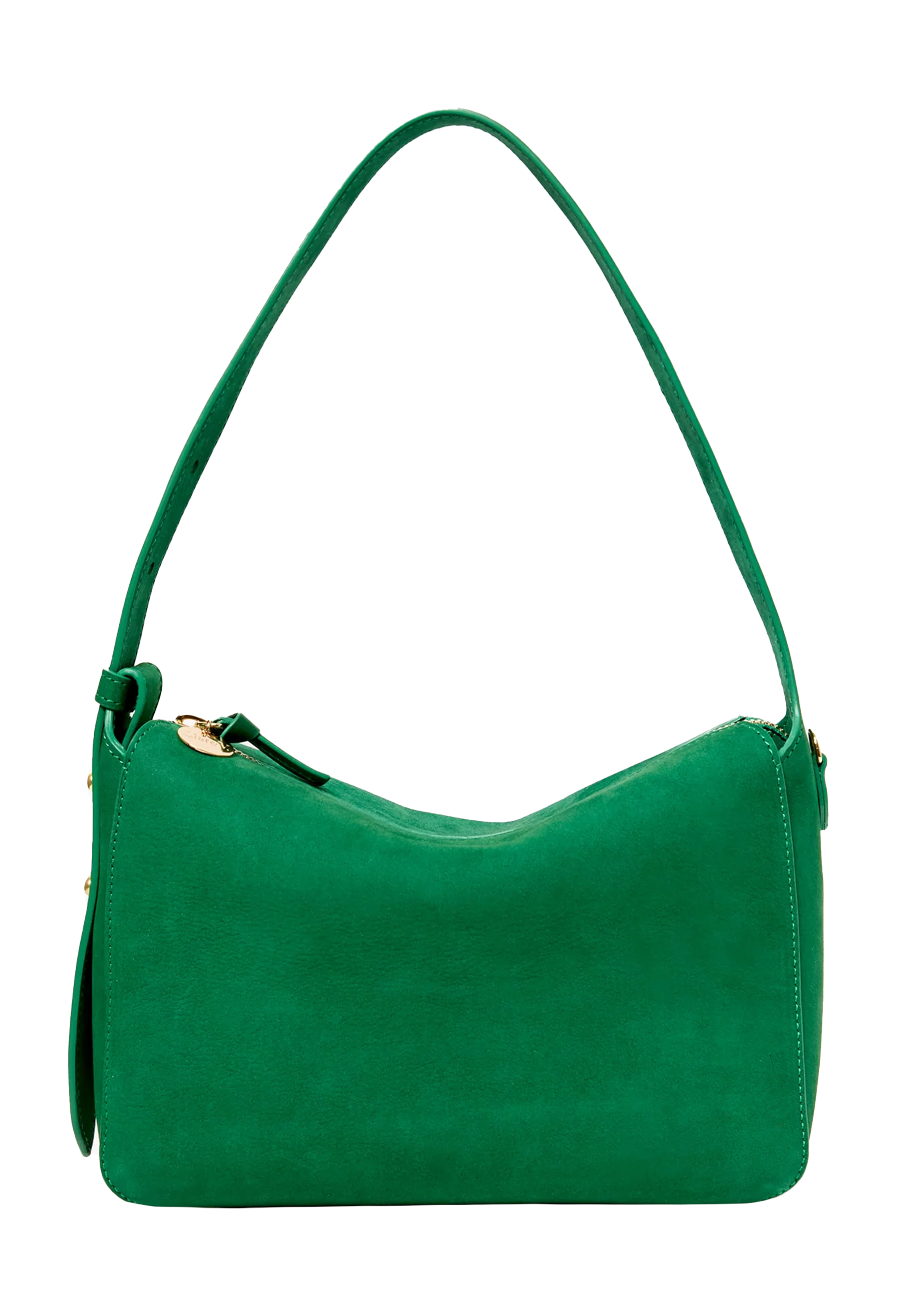 Green handbag on a white background