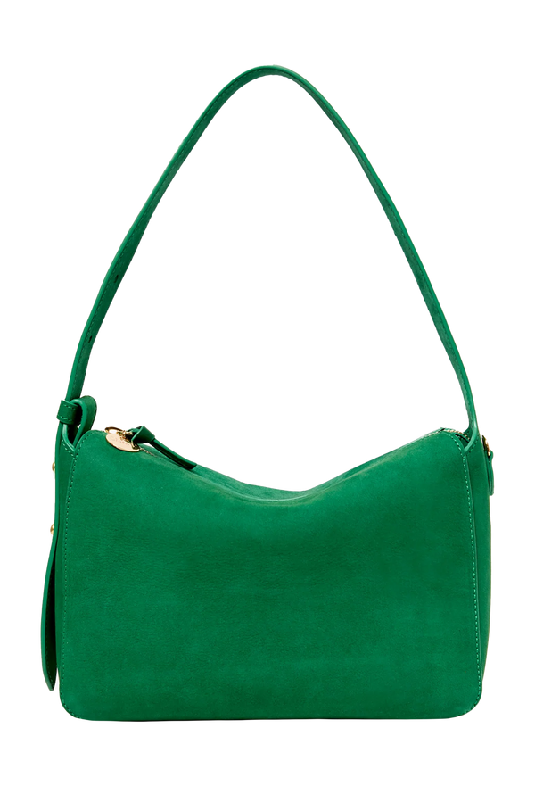 Green handbag on a white background