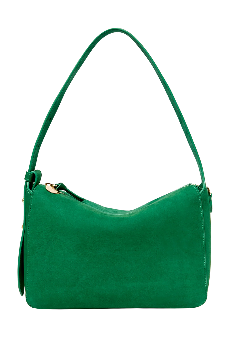 Green handbag on a white background