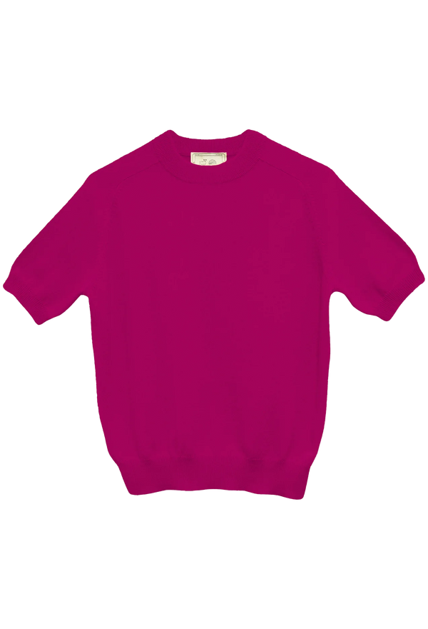 Pink short sleeve sweater on a white background