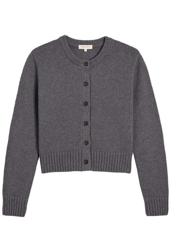 Gray knitted cardigan on a white background