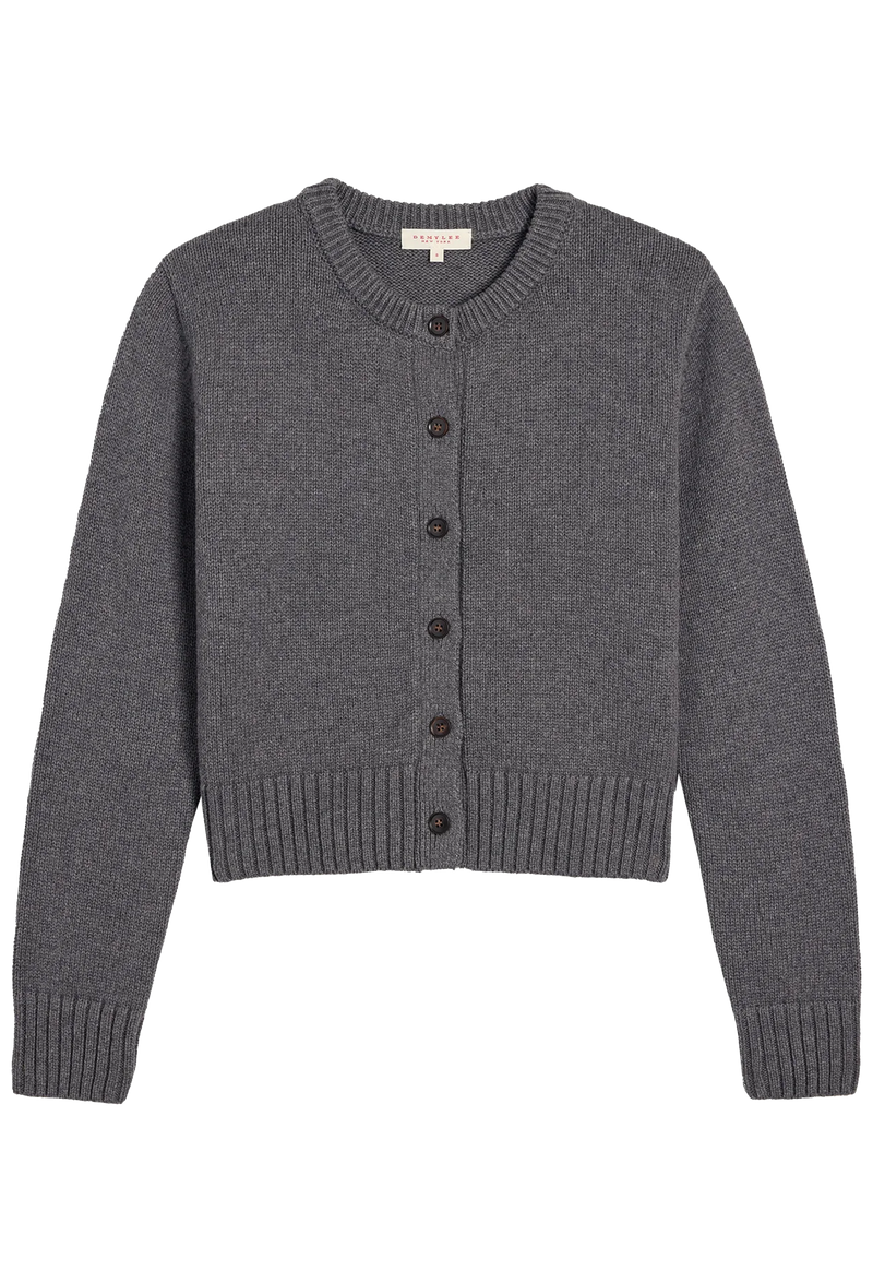 Gray knitted cardigan on a white background