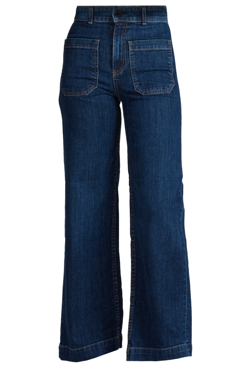Blue jeans on a white background