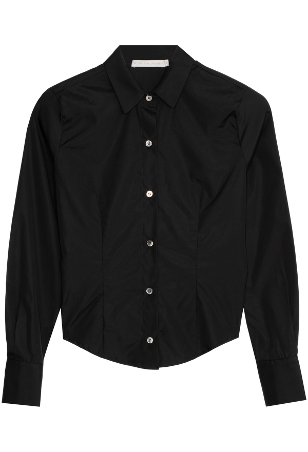 Black shirt with buttons on a white background