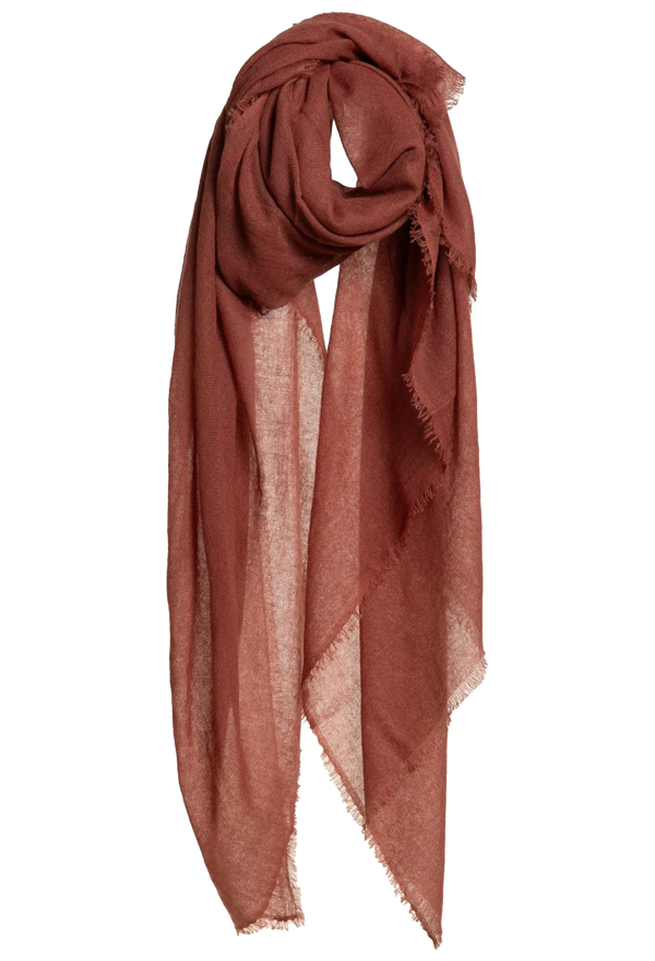 red-Brown scarf on a white background