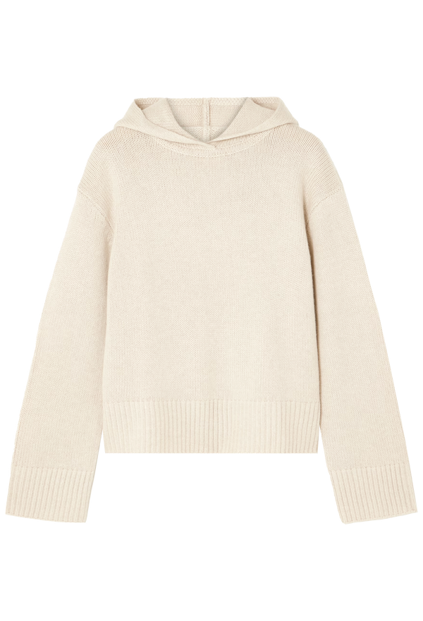 cream hoodie on a white background