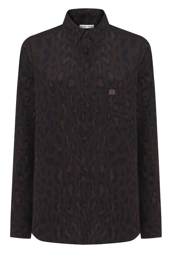 leopard patterned shirt on a white background