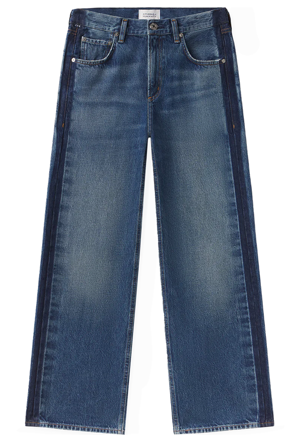 Pair of blue jeans on a white background