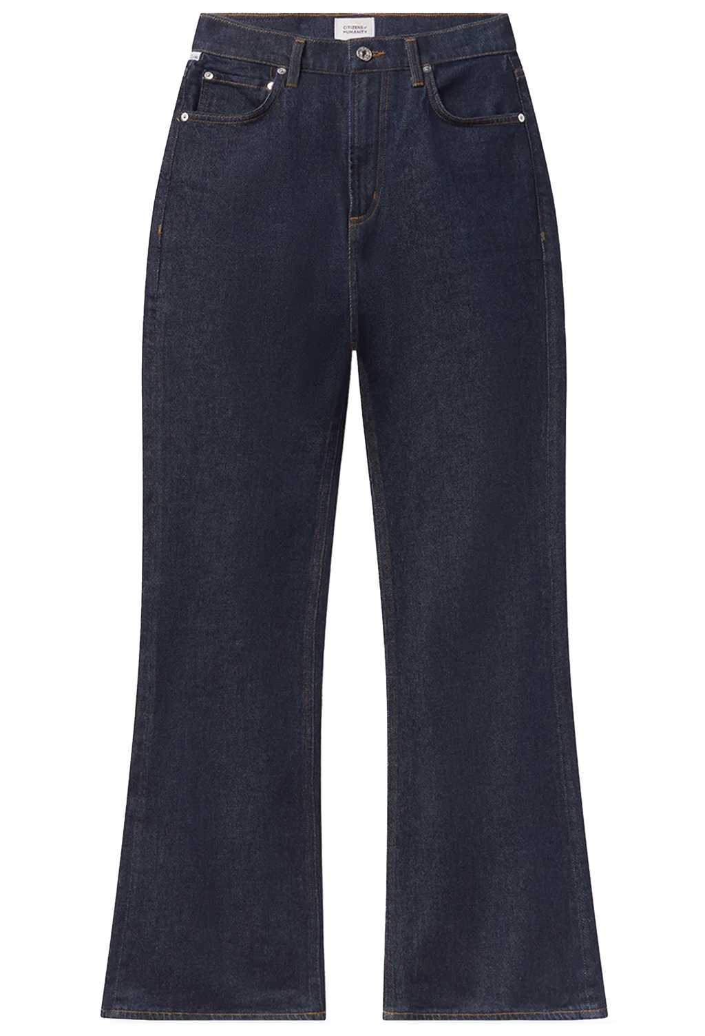 Dark blue jeans on a white background