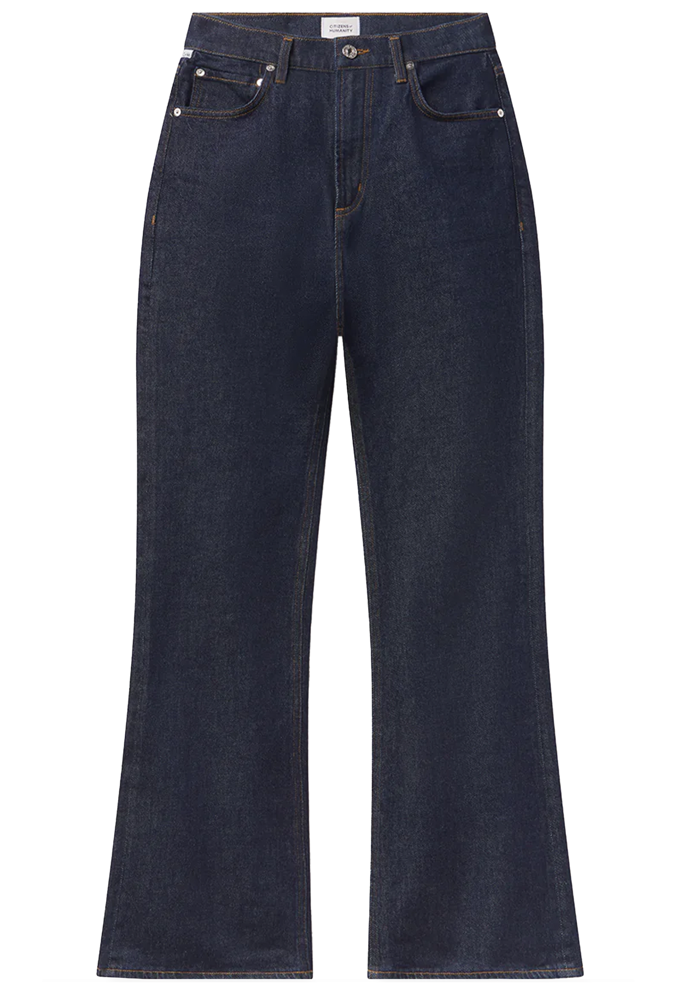 Dark blue jeans on a white background
