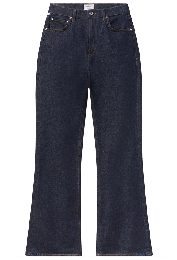 Dark blue jeans on a white background