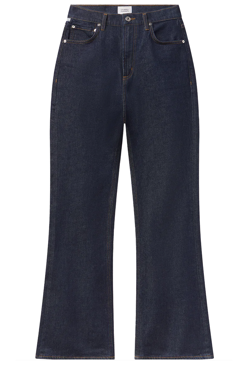 Dark blue jeans on a white background