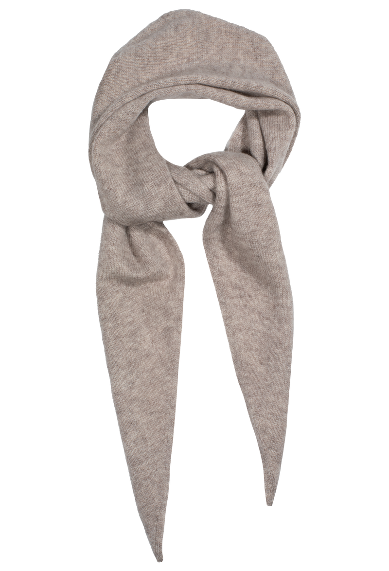 Light beige scarf tied on a white background