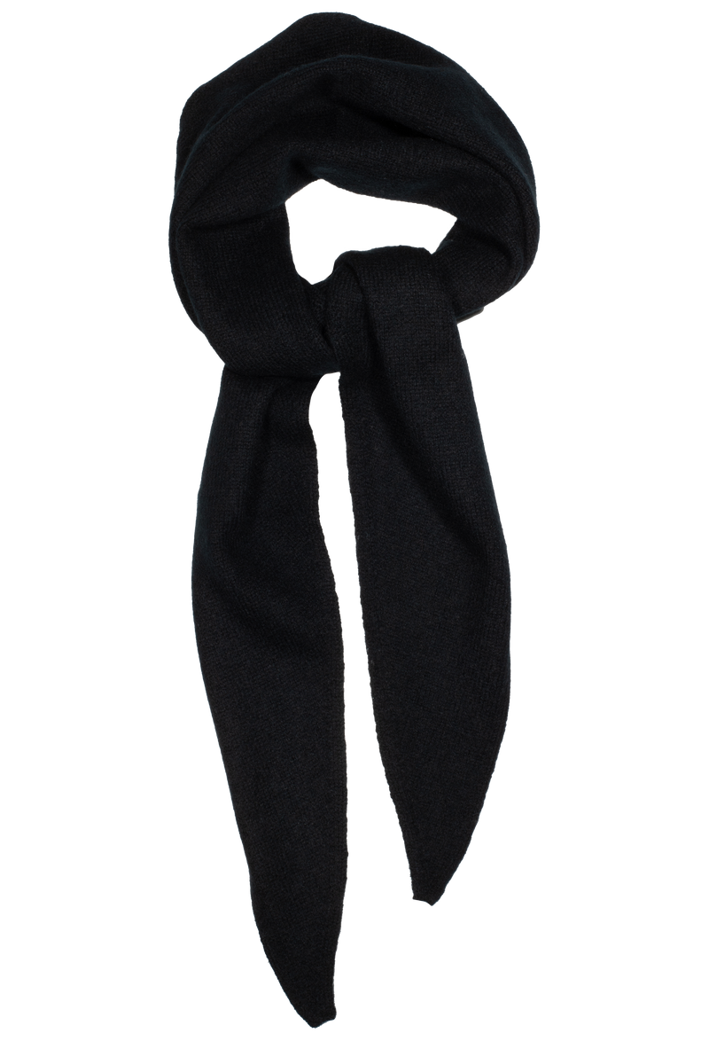 Black scarf tied in a knot on a white background